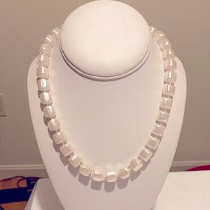 Square pearly bead necklace, 18”